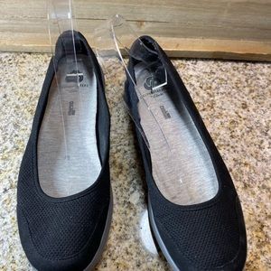 Cloud Steppers by Clarks slip on black ballet slippers